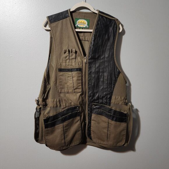 Cabelas Leather Trim Vest Mens Sleeveless Vented Jacket Size Large Hunt Fish - Picture 4 of 13